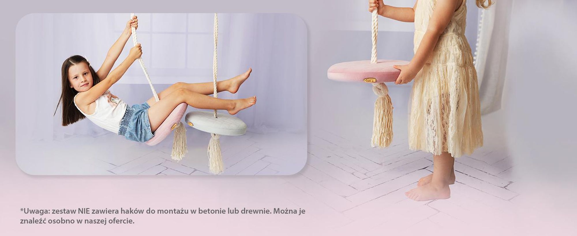 Create for you® - Huśtawka Ring dla Dzieci Domowa, z Liną Bawełnianą, Bujak Okrągły Dziecięcy Indoor, Miękkie Siedzisko, Średnica 36 cm - Beż