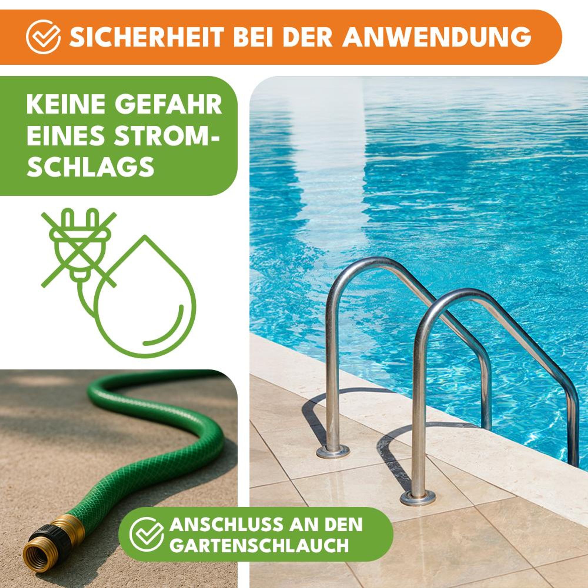 KRUMAD Poolsauger 3-in-1 mit Filterbeutel und 3 Bürsten, ohne Strom, Hand-Poolreiniger für Pool, Teich, Whirlpool, kompatibel mit Teleskopstange