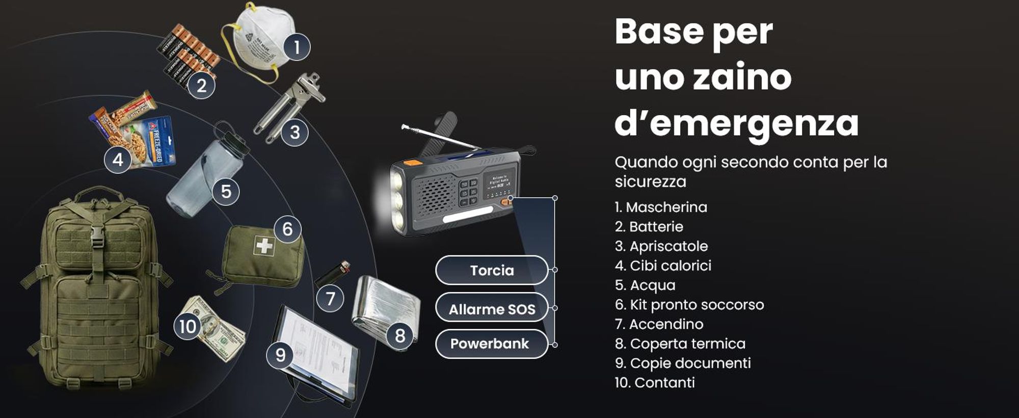 Extralink radio d'emergenza Bluetooth solare a manovella torcia 4000 mAh