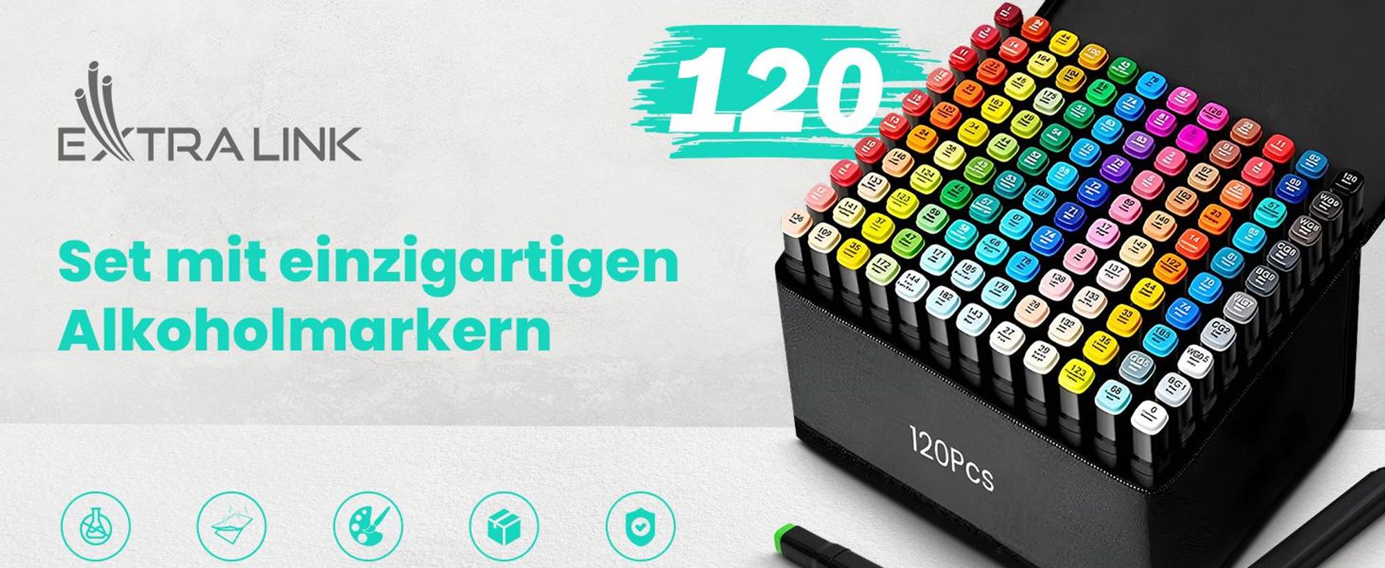 Extralink Alkoholmarker Set 120 Farben mit 2 Spitzen
