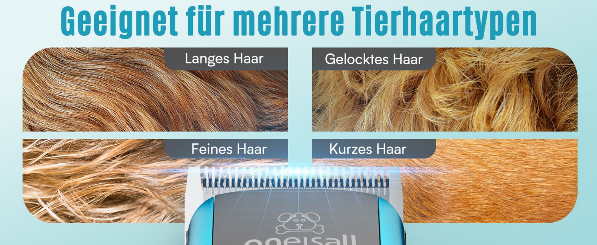 Oneisall Leise Hundeschermaschine, Profi Schermaschine Hund Katze mit 6 Aufsätze