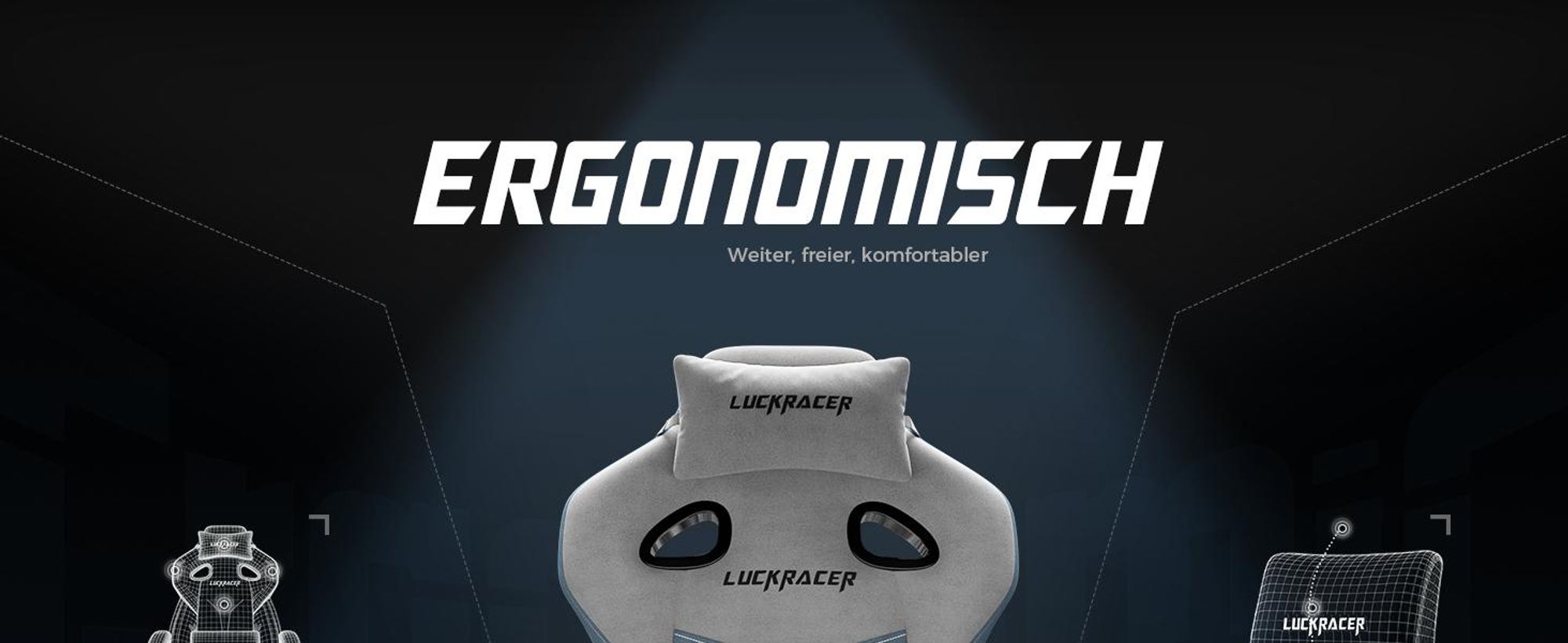 LUCKRACER Gaming Stuhl, Bürostuhl mit verbundenen Armlehnen, Memory-Schaum-Kissen, 90–155° Neigungswinkel und Fußstütze, strapazierfähigem Funktionsg
