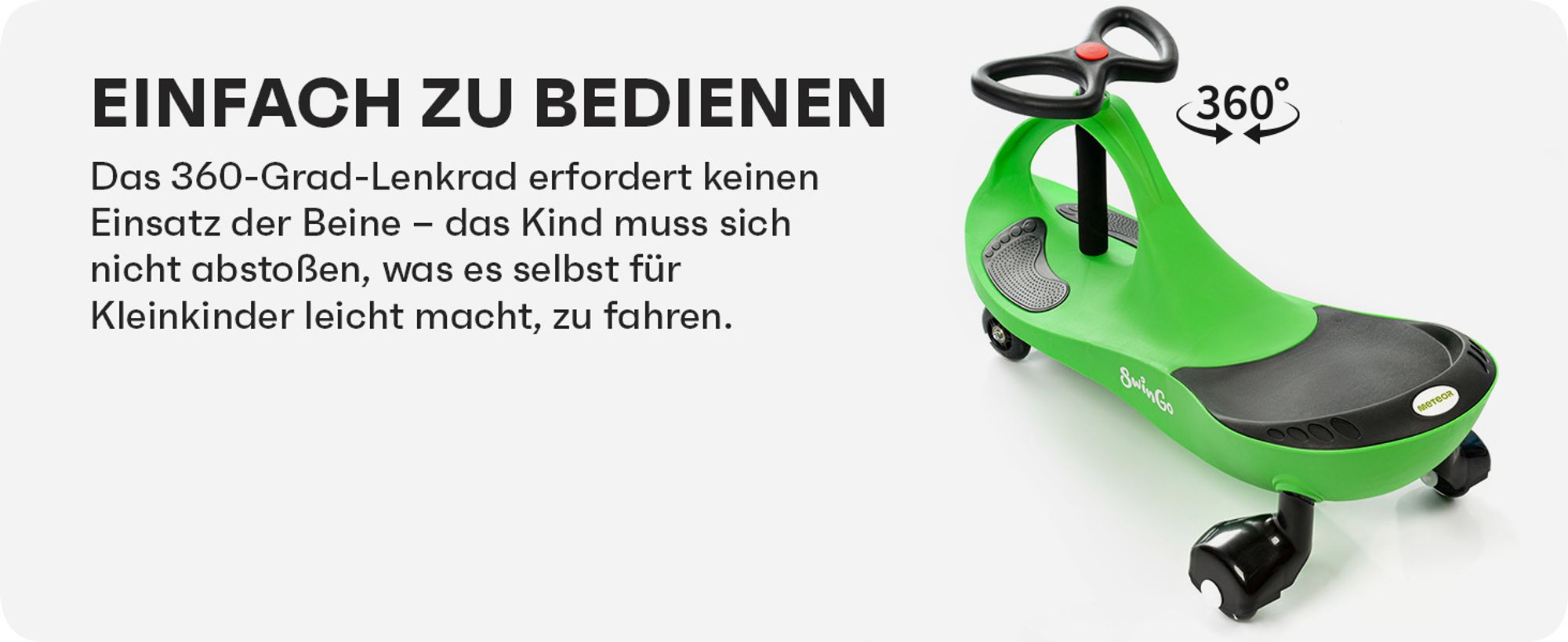 SWING CAR METEOR SWINGO Grün Rutschauto für Kinder halten des Körpergleichgewichts Auto Swing Car Rutscher