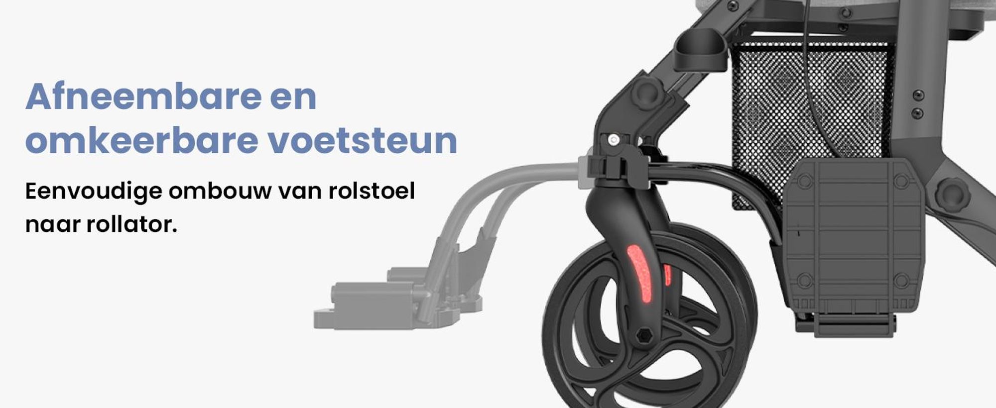 ELONEO 2-in-1 rolstoel/rolator, opvouwbaar en lichtgewicht met zitplaats, outdoor rolstoel/rolator, opvouwbaar, aluminium loophulpmiddel voor senioren - zwart