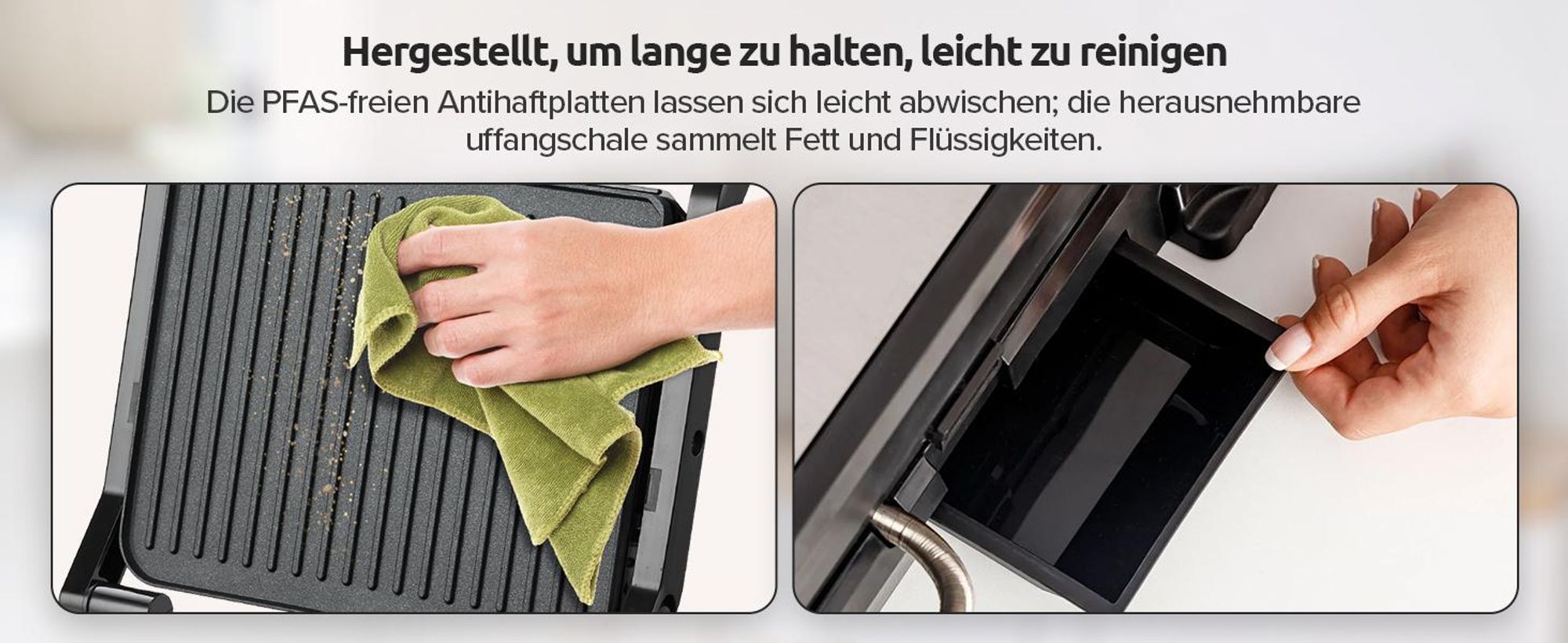 Olvy Kontaktgrill, 1800W, Elektrogrill Sandwichmaker, 7 Programme, Paninimaker, Grilltoaster indoor Grill, PFAS-freie Platten, Tisch Grill