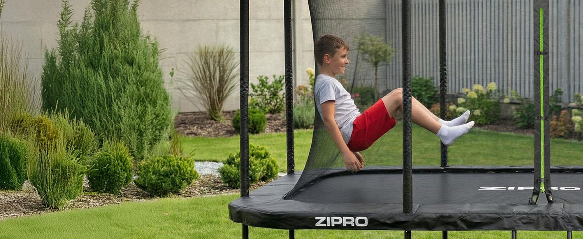 ZIPRO Trampolin Jump Pro Quadro | 12FT 366 x 244 cm | Gartentrampolin Kindertrampolin Komplett-Set inkl. Netz, Leiter & Randabdeckung, Outdoor Quadrat