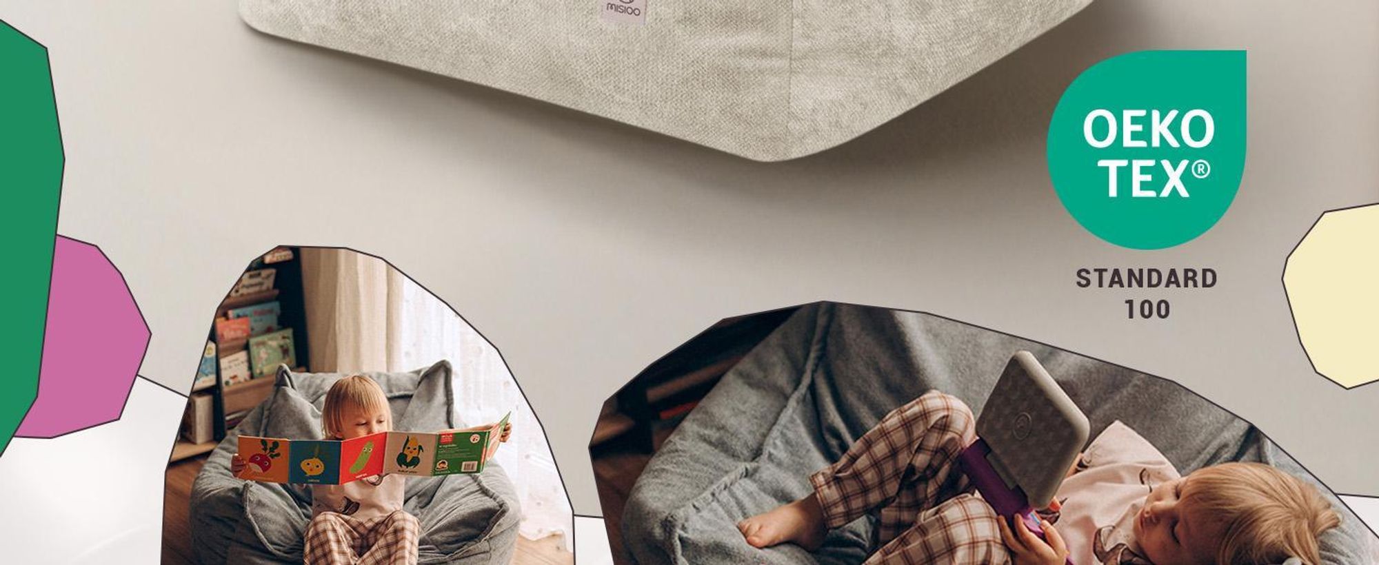 MISIOO Kinder Sessel Roya Chenille – Kindersessel für Kinderzimmer, Weicher Sitzsack Kinder, Bodensessel Bean Bag Sofa, Premium Szenila, 80x73x58 cm