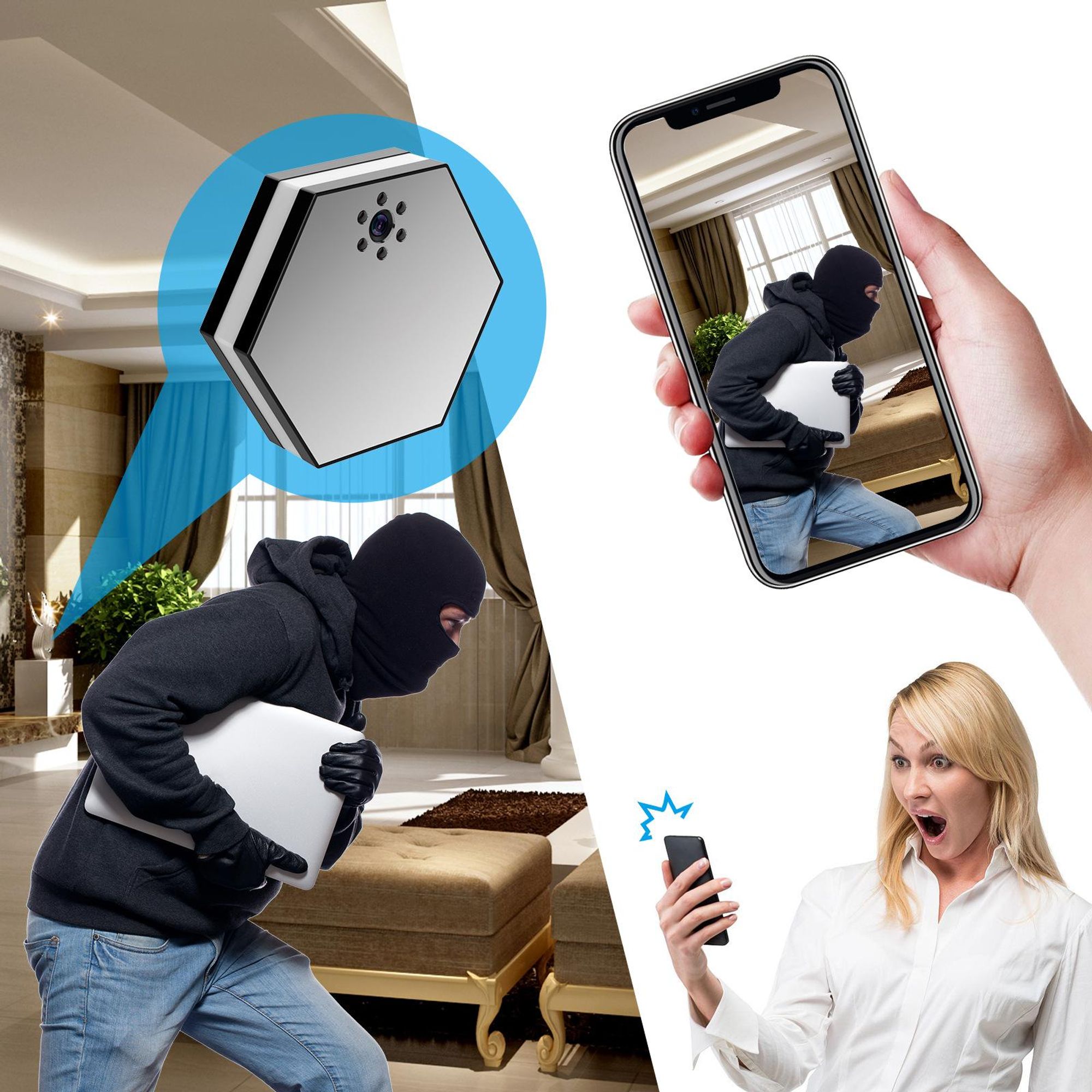 4K HD WiFi Mini Camera Electronic Clock Take Photo Two Way Audio Infrared Night Vision Indoor Security Protection Survalance Cam