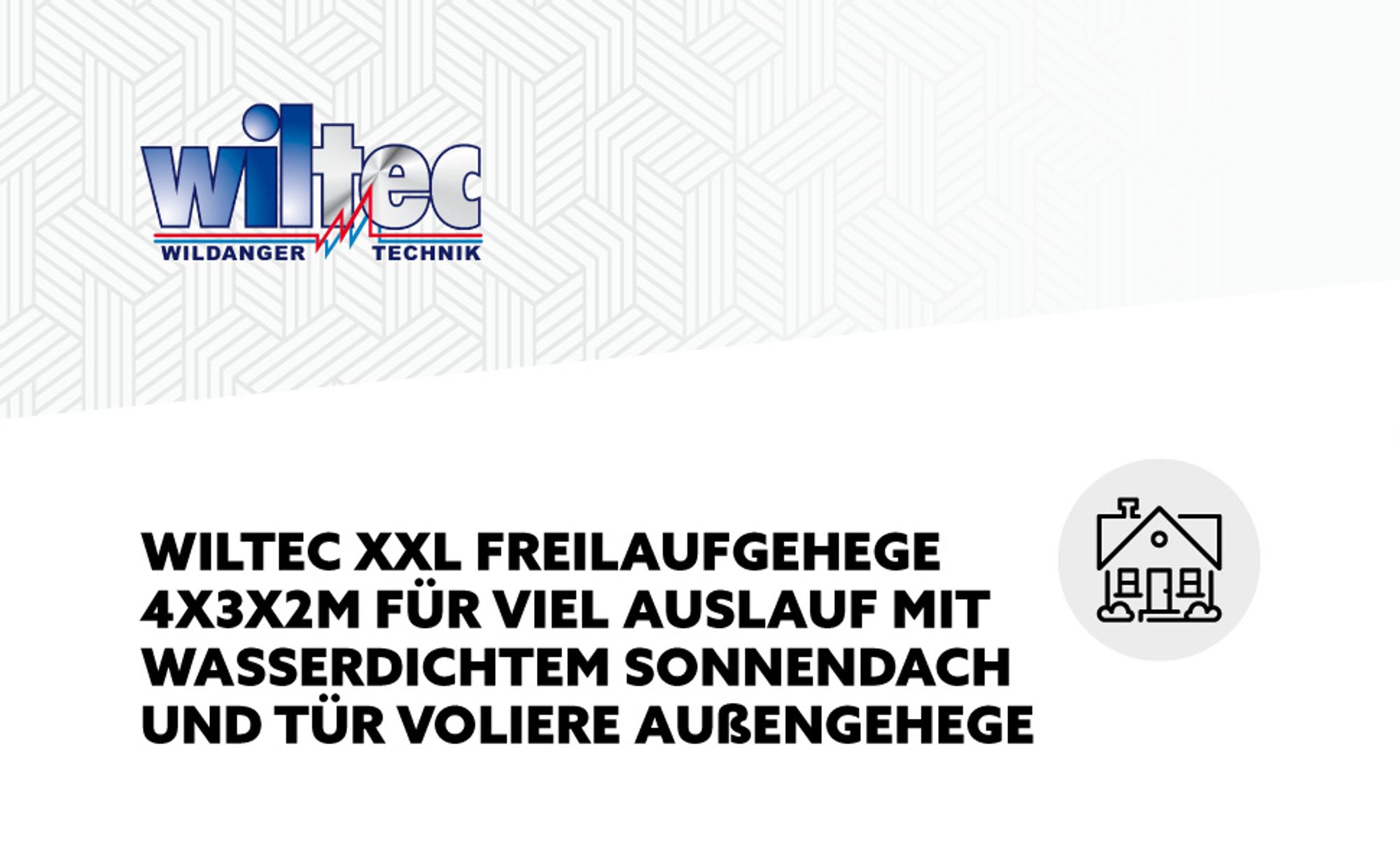 Wiltec XXL Freilaufgehege 4 x 3 x 2 m mit Sonnendach und verzinkten Gitterstäben, Außengehege als Voliere Hühnerstall oder Hasenstall, Kleintiergehege mit Riegel