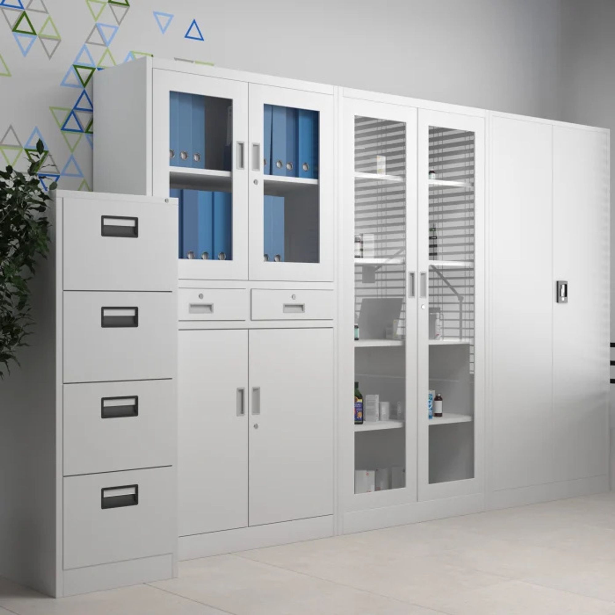 Aktenschrank Lagerschrank Mehrzweckschrank Metallschrank 4 Fachböden Pulverbeschichtung Stahlblech 185 cm x 90 cm x 40 cm