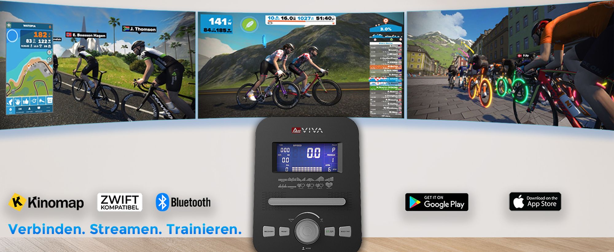 Crosstrainer klappbar AsVIVA C29 Pro Heimtrainer mit Ergometer 16 kg Schwungmasse Bluetooth HCR leise für Zuhause