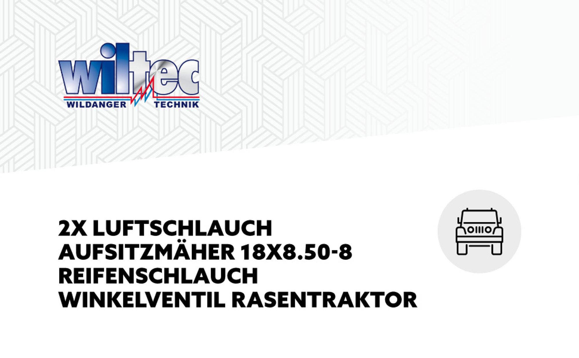 Wiltec 2x Luftschlauch Aufsitzmäher 18x8.50-8 Reifenschlauch Winkelventil Rasentraktor
