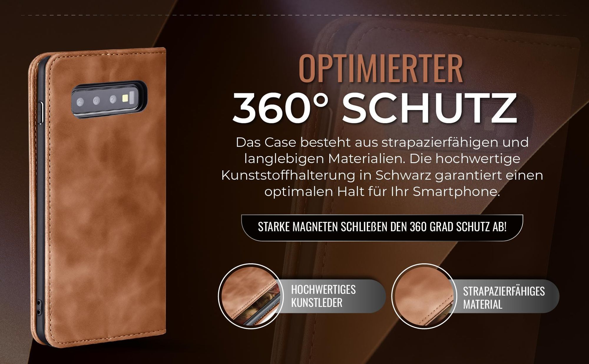 Hellbraune Handyhülle für Samsung Galaxy S10+ mit 360 Grad Schutz