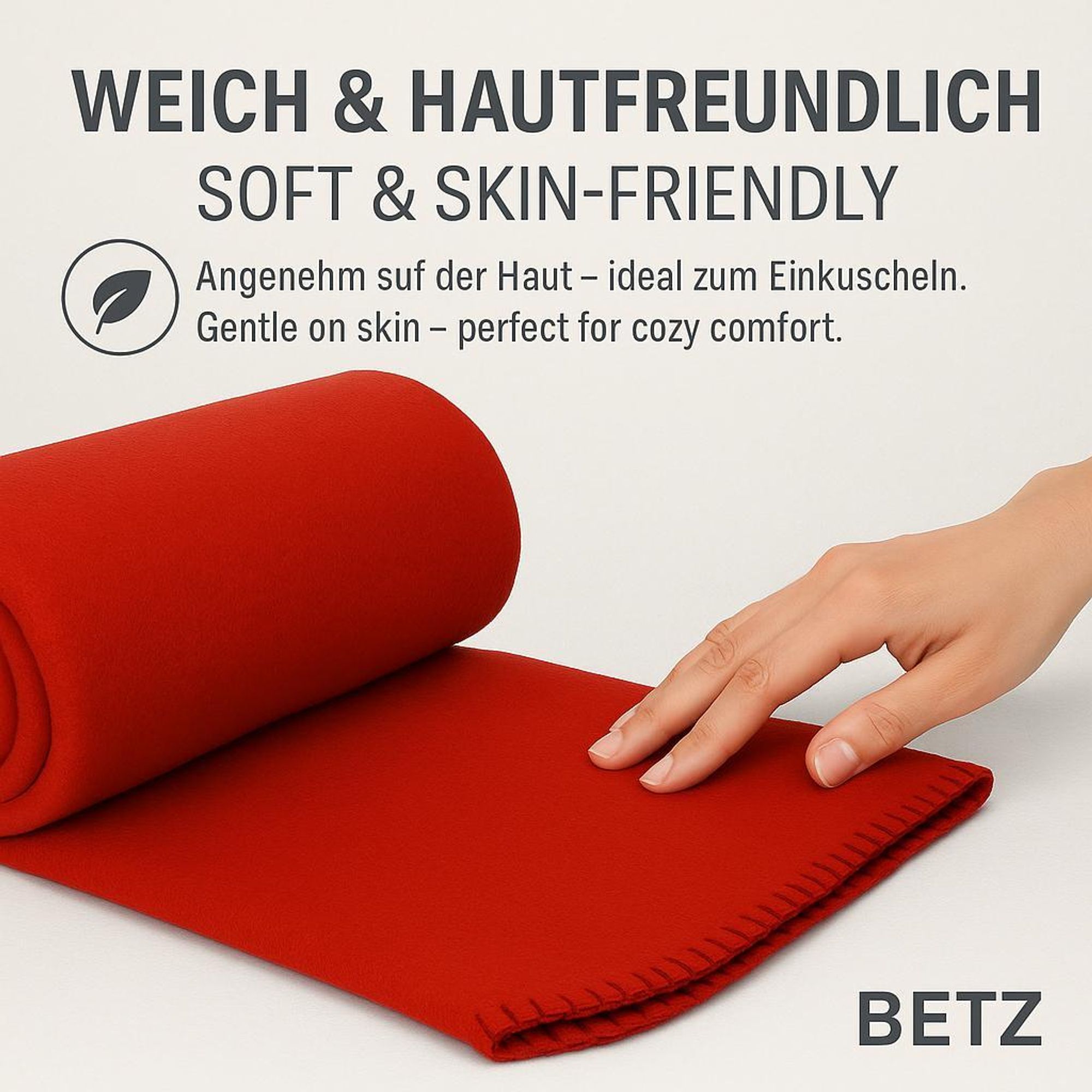 Betz 3 Stück Fleecedecke Kuscheldecke Wohndecke in Größe 130x170 cm Qualität 180 g/m Farbe dunkelrot