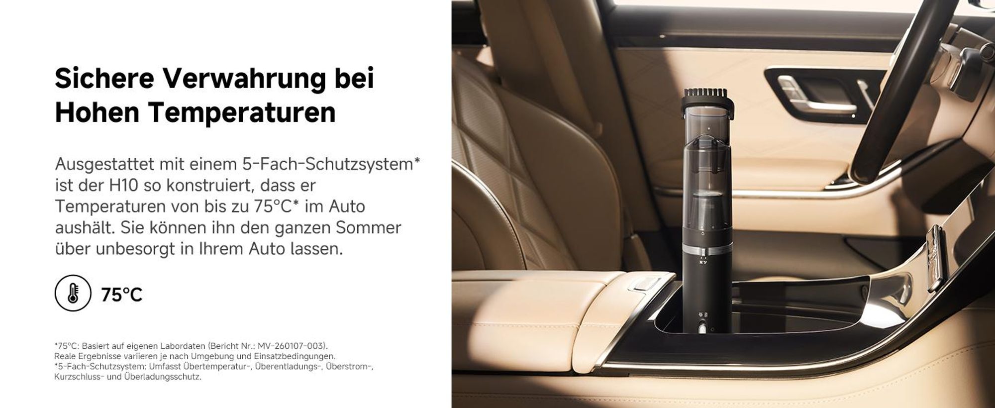 MOVA H10 Kabelloser Staubsauger, 18.000Pa Saugkraft, 3-in-1 Handstaubsauger, LED-Licht, Sicherheitshammer, Ultraleicht 450g, Für Auto & Zuhause