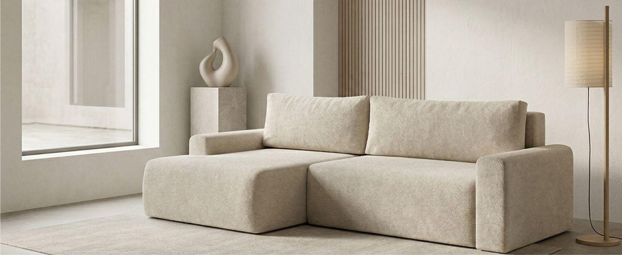 Ecksofa MILO LARGE mit Schlaffunktion und Bettkasten, linke Ecke - VIBE 03