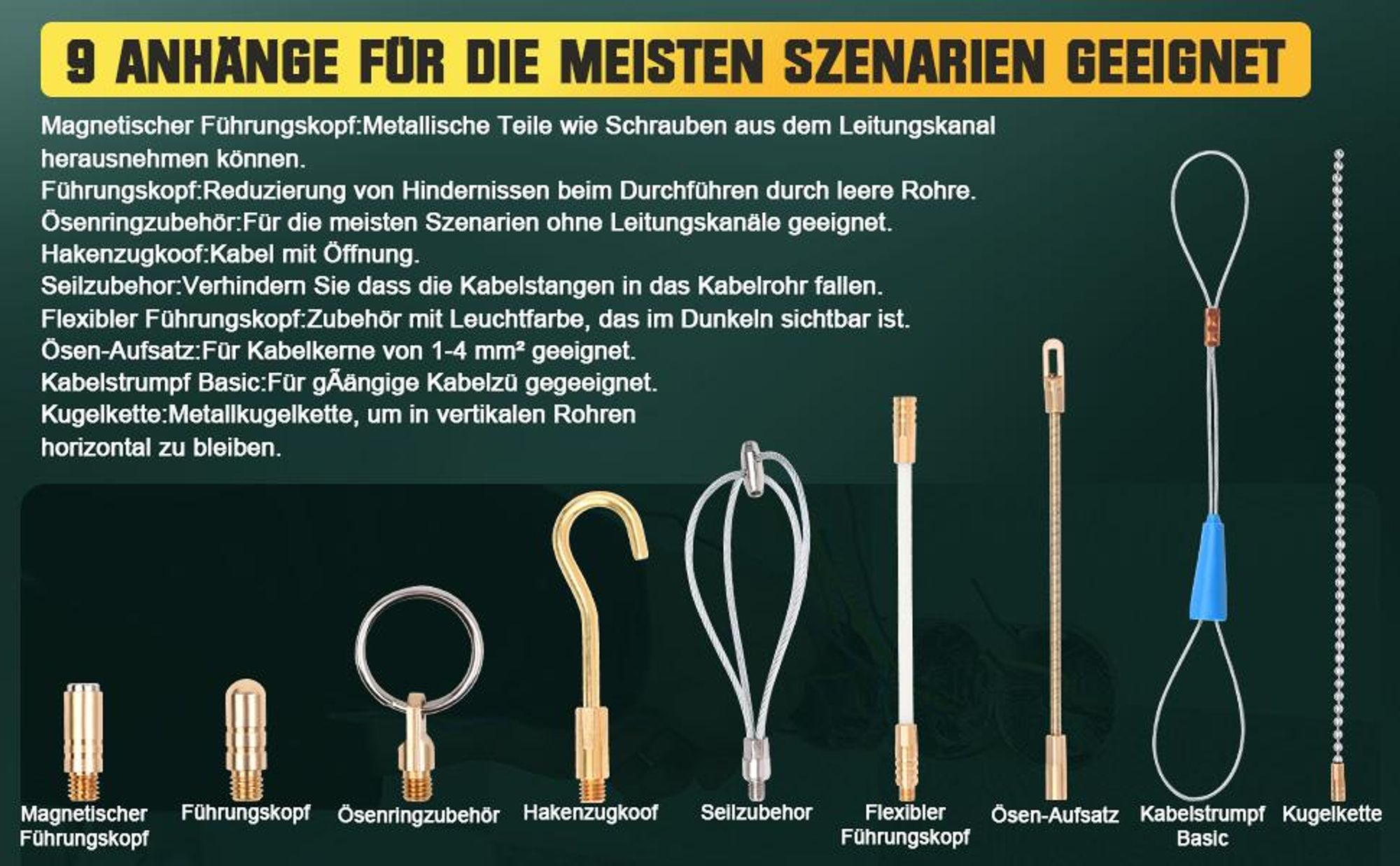 12M Einziehband Kabel Kabeleinziehhilfe 4 Stangen x 1m x 4mm Kabelstangen und 8 Stangen x 1m x 6mm Kabelstäbe Fischband für Leerrohre Kabelverlegung