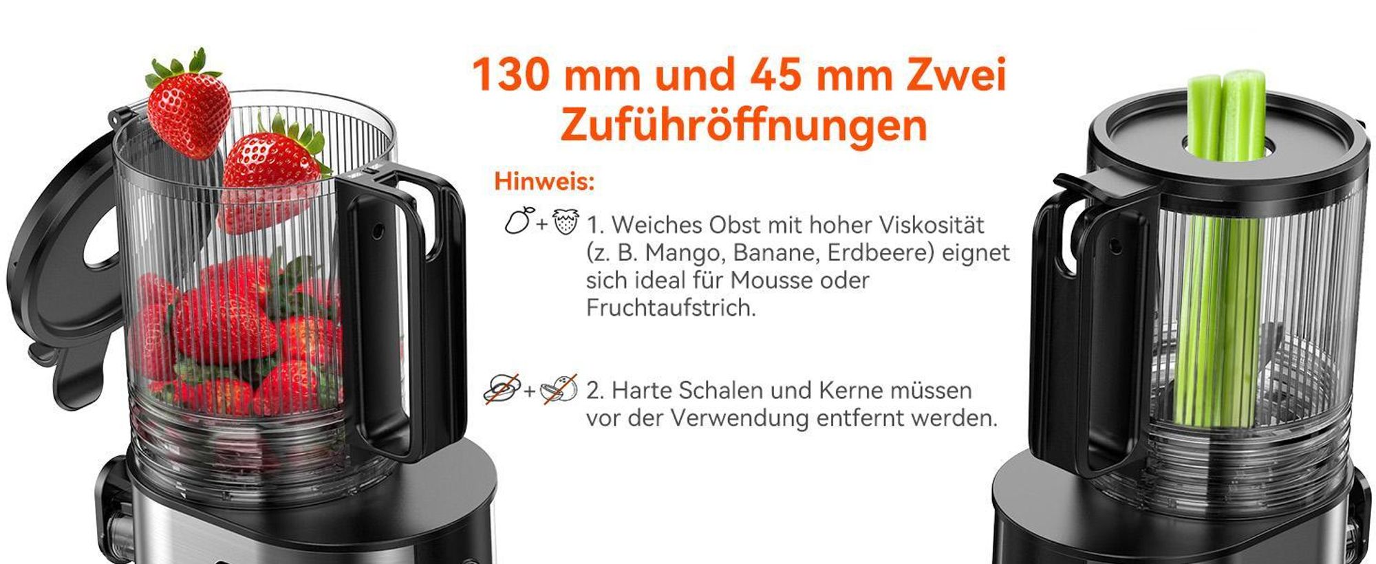 CelerySpec SJ-048-EU-SS Entsafter - Für Ganze Gemüse und Obst 250W Leistung 1.8L Kapazität Saftpresse lebensmittelechtes Material Edelstahl 130 mm Einfüllöffnung Rücklauffunktion - Silber