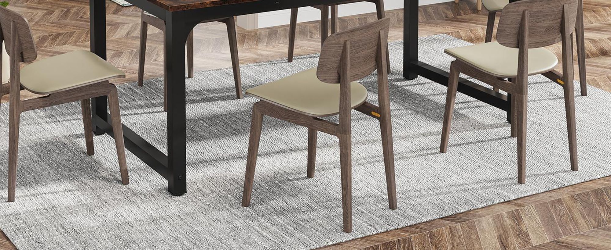 Wanbor 160 x 80 cm Esstisch, industrieller Küchentisch für 4-6 Personen, rechteckiger Esstisch für Esszimmer, Küche, mit robusten Metallbeinen