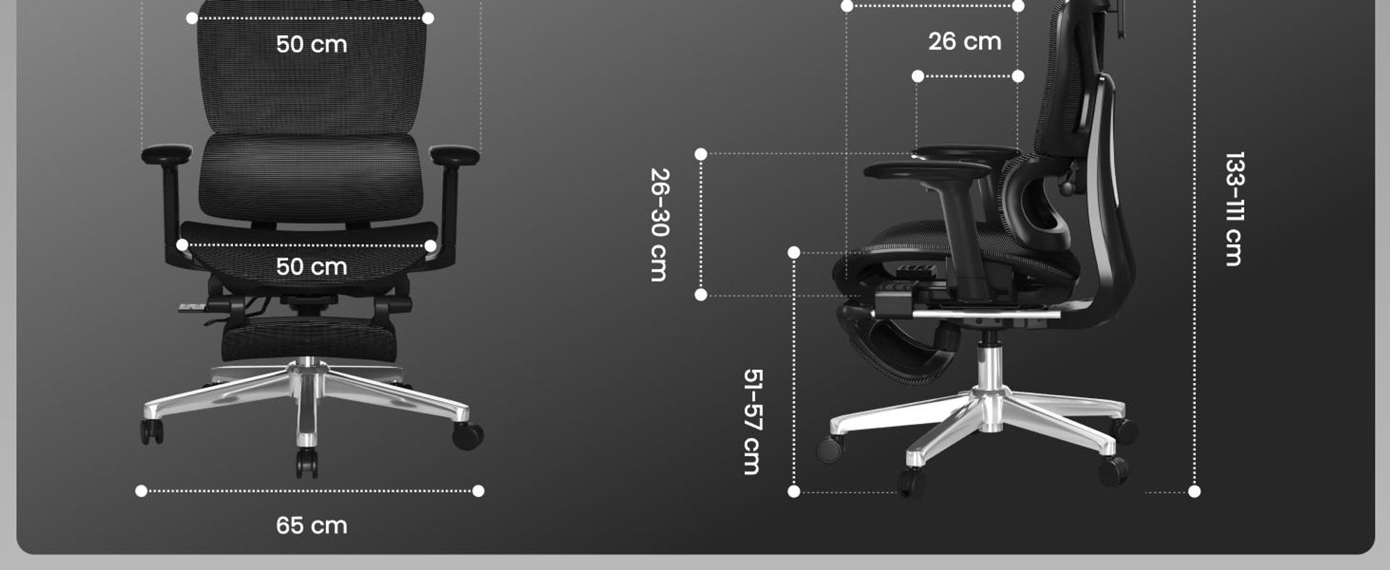 FLEXISPOT ErgoX Ergonomischer Bürostuhl mit Fußstütze 3D-Armlehnen&Kopfstütze 5D-verstellbare Rückenlehne Tragfähigkeit von 136 kg Schwarz