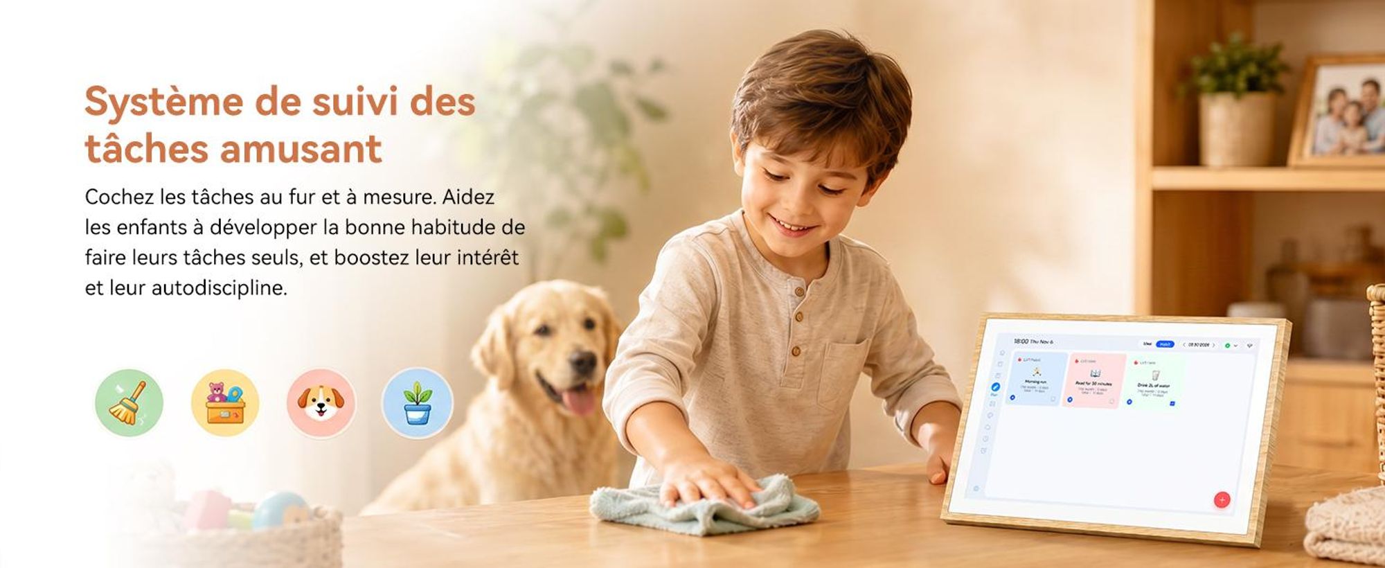 2026 NOUVEAU ! Blackview NEST 10, calendrier numérique et cadre photo de 10,1 pouces avec écran tactile, Wi-Fi, résolution 1280x800, format 16:10, partage de photos, contrôle parental, design en bois