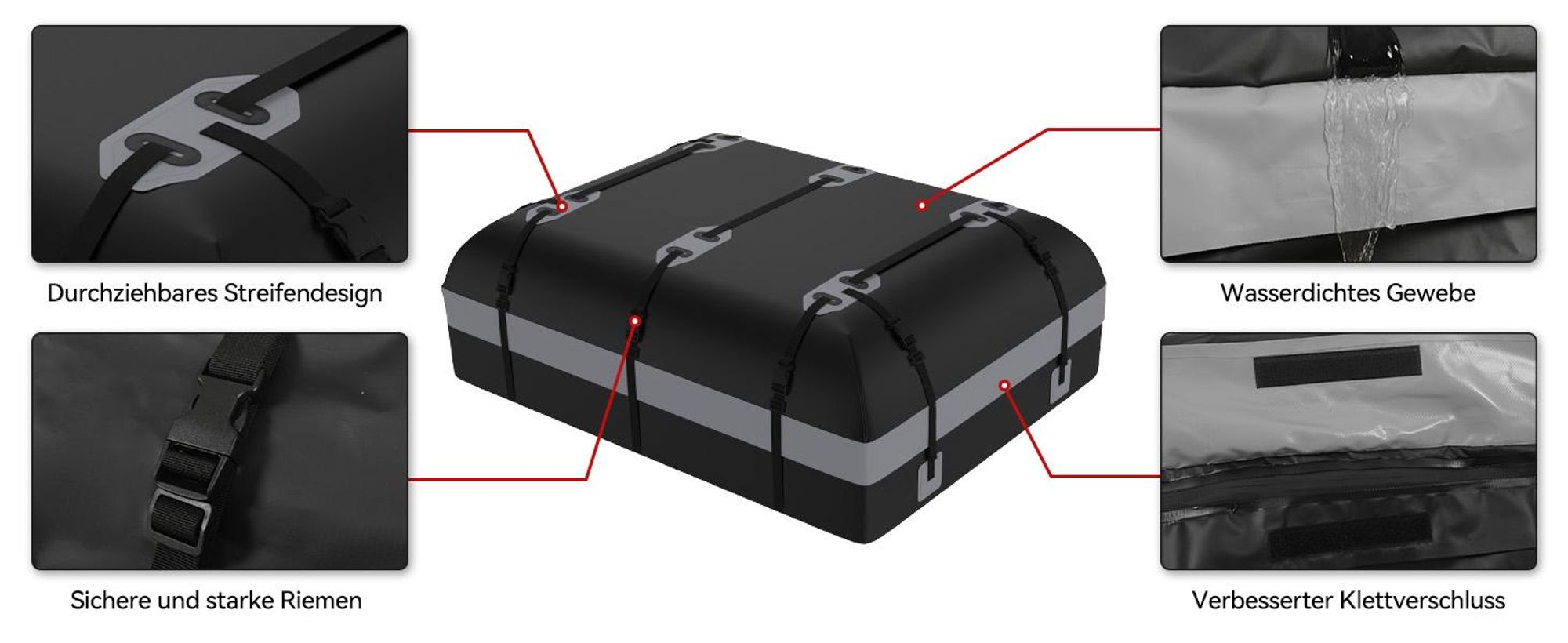 Puluomis 585L Dachbox Auto Dachkoffer Dachtasche , 500D wasserdichte Dachgepäckträger Gepäckbox für Alle Fahrzeuge Grau Schwarz