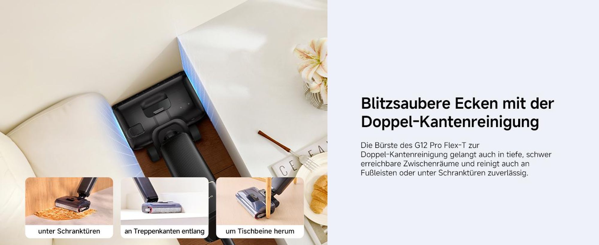Dreame G12 Pro Flex-T Nass- und Trockensauger,23,000Pa Akku-Staubsauger,180° klappbar,entknotungsfrei,95°C Trocknung,60°C Heißwäsche,TangleCut,Schwarz