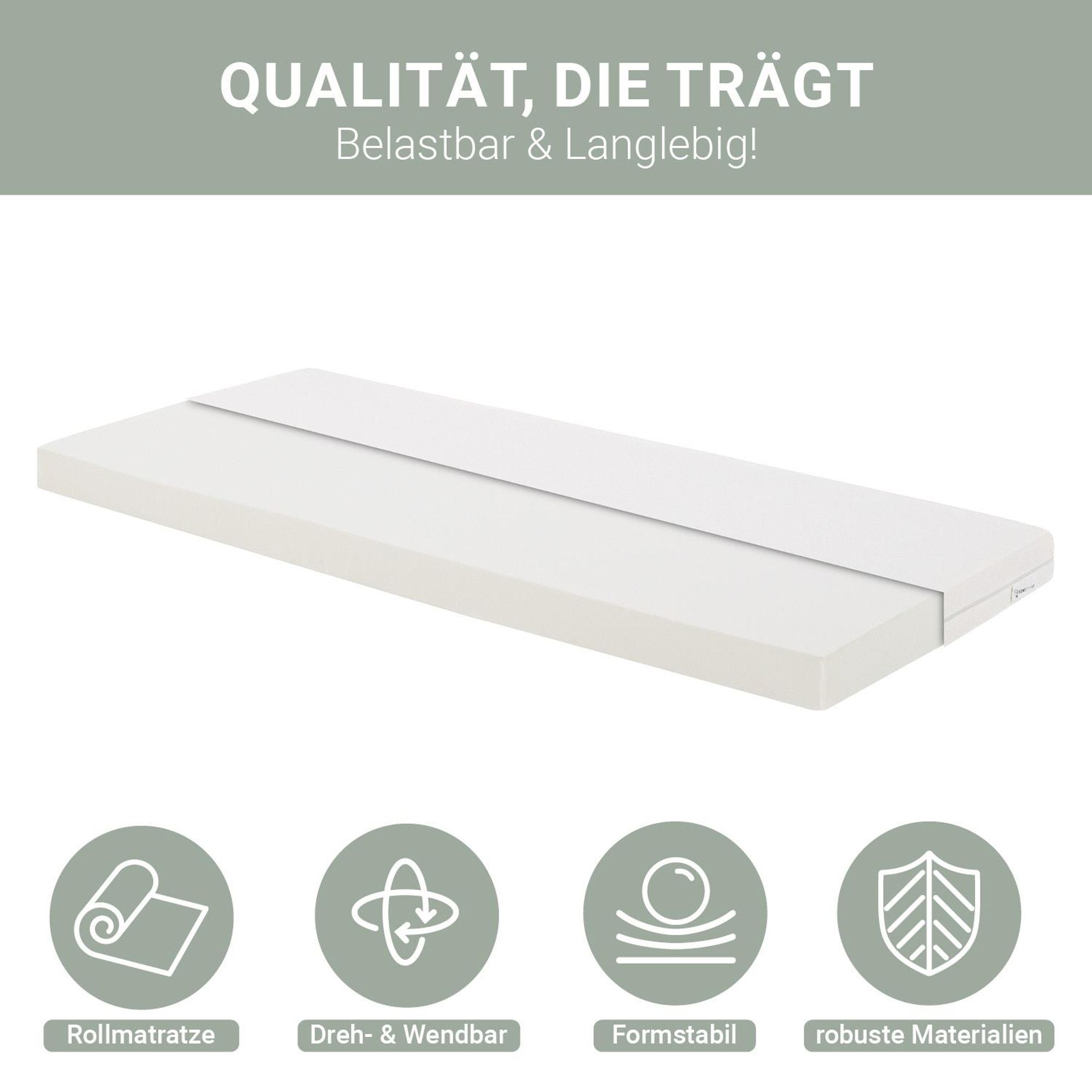 Abnehmbarer Bezug der Rollmatratze.
