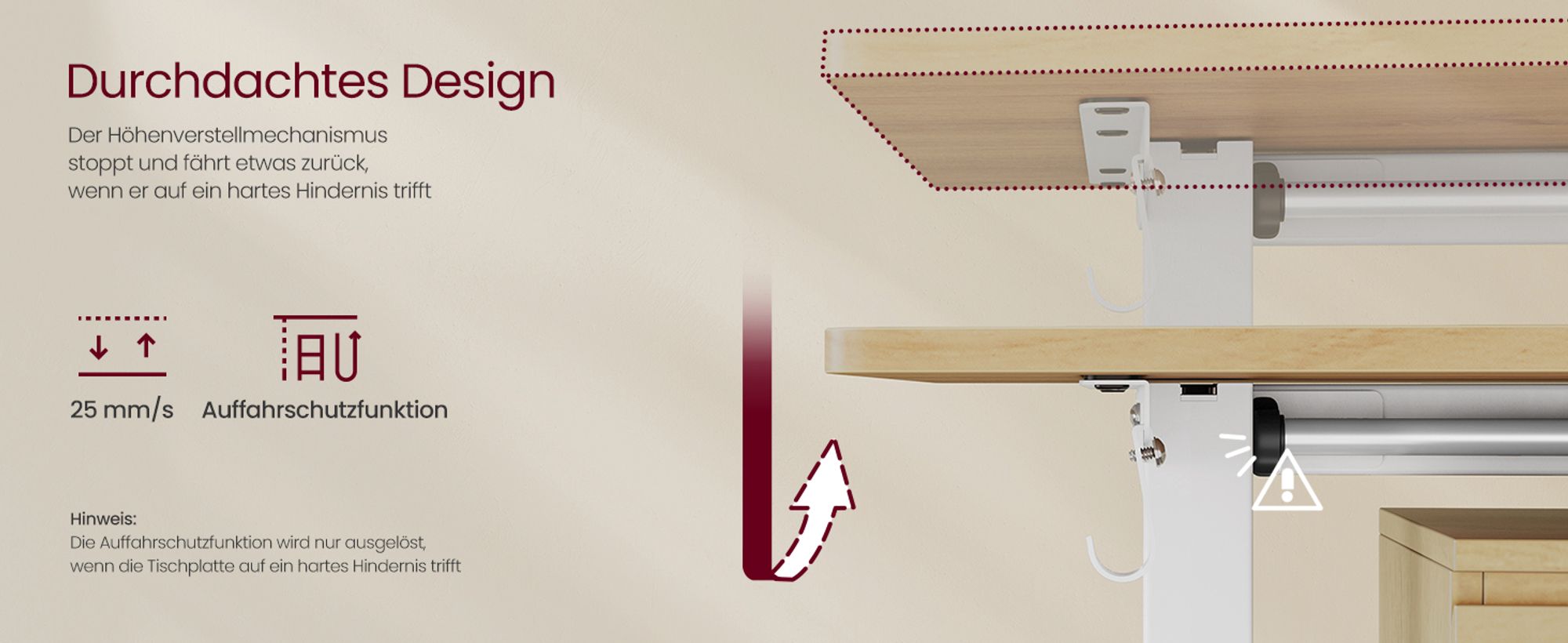 VASAGLE Höhenverstellbarer Schreibtisch elektrisch, Tischgestell, Schreibtischständer, mit 2 Haken, 3 Höhen