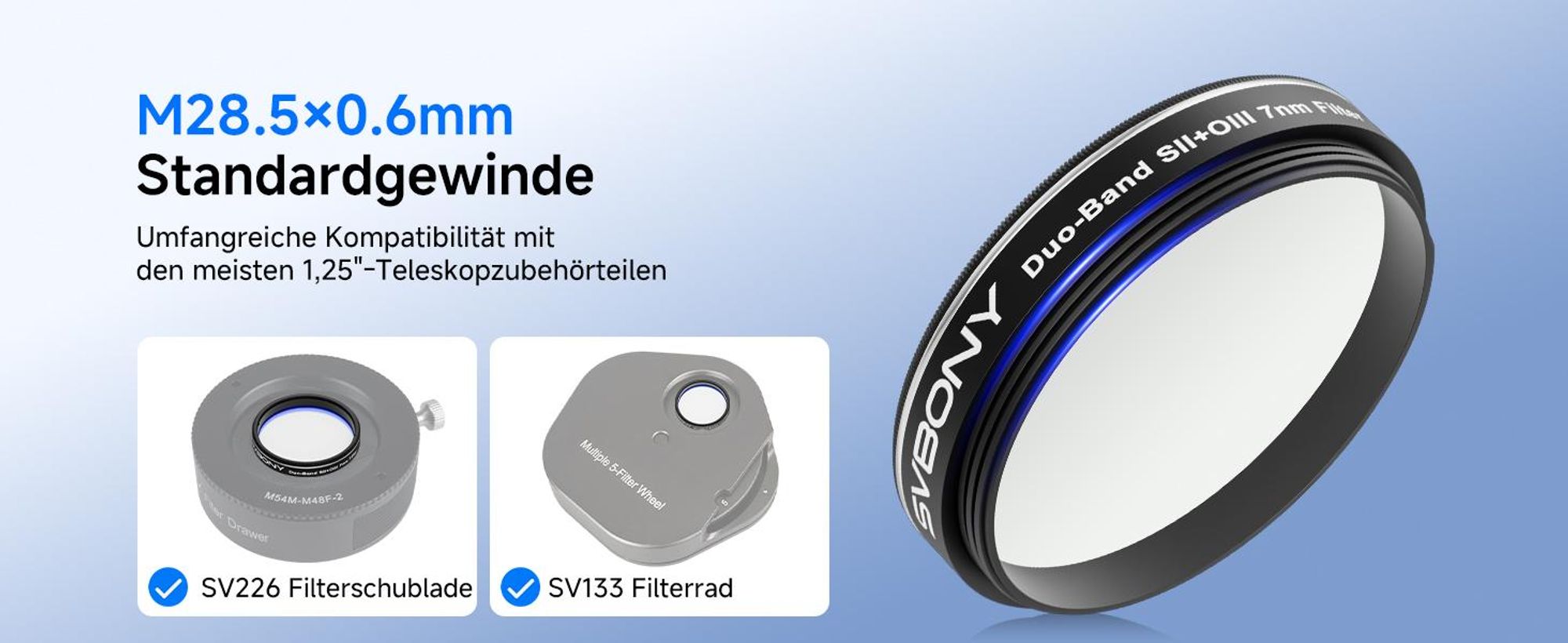 Svbony SV220 Teleskopfilter, SII & OIII, 7 nm Dualband 1,25" Nebel Filter, 88% Spitzendurchlässigkeit, OD5 Cut Off Tiefen, Emissionsnebeln Abbildung