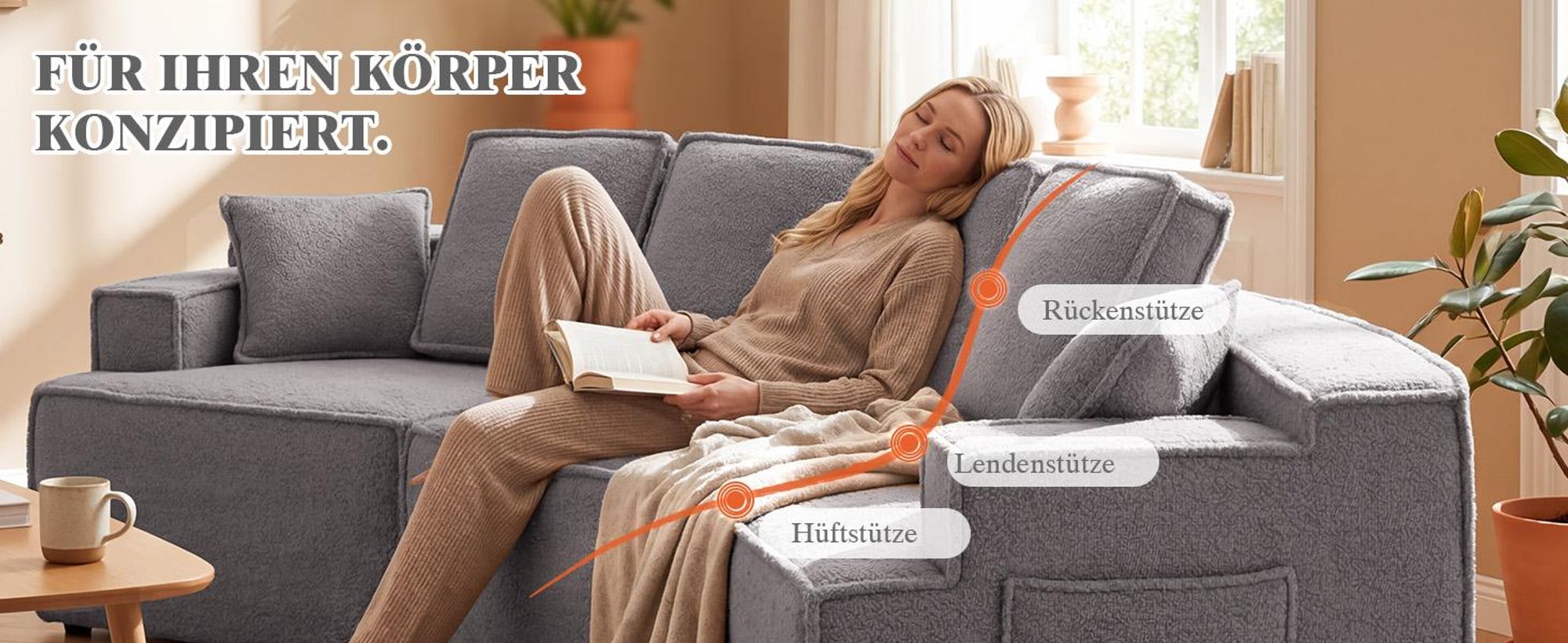 COMHOMA Sofa, modulares Schlafsofa, Polstersofa, 3-Sitzer Sofa, Flexible Sektionscouch,mit Aufbewahrungstasche, Couch mit schlaffunktion, Keine Montag