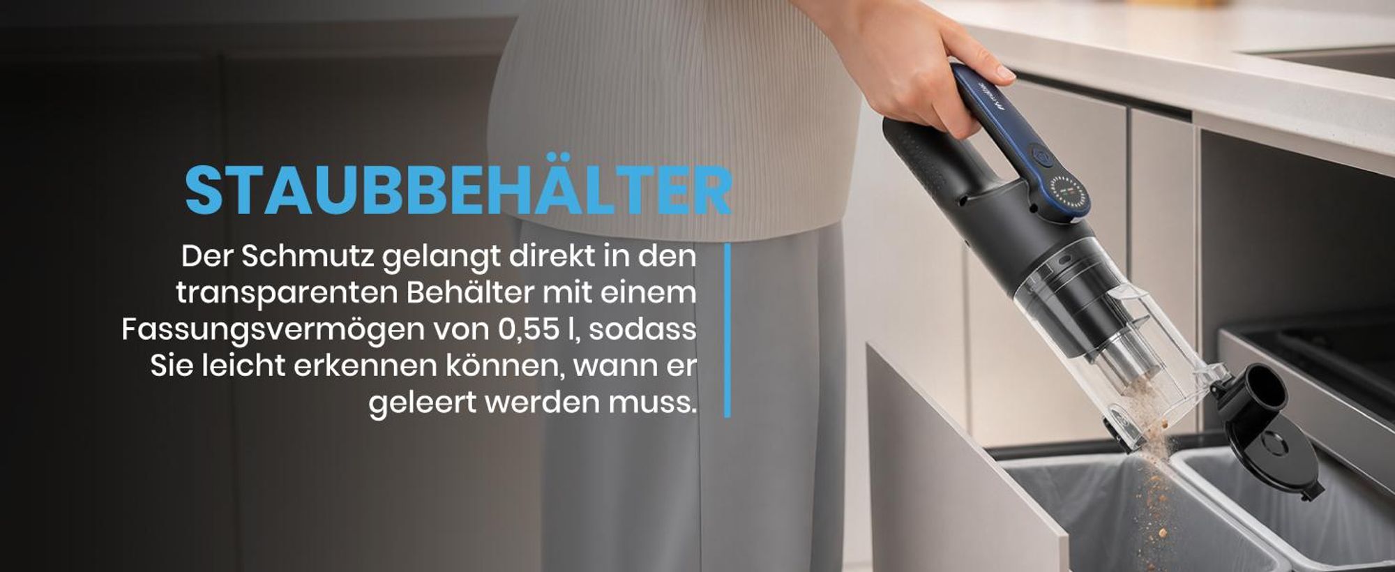Akku Handstaubsauger Mini für Auto Büro Haus Gebläse mit Leisung 18000 Pa