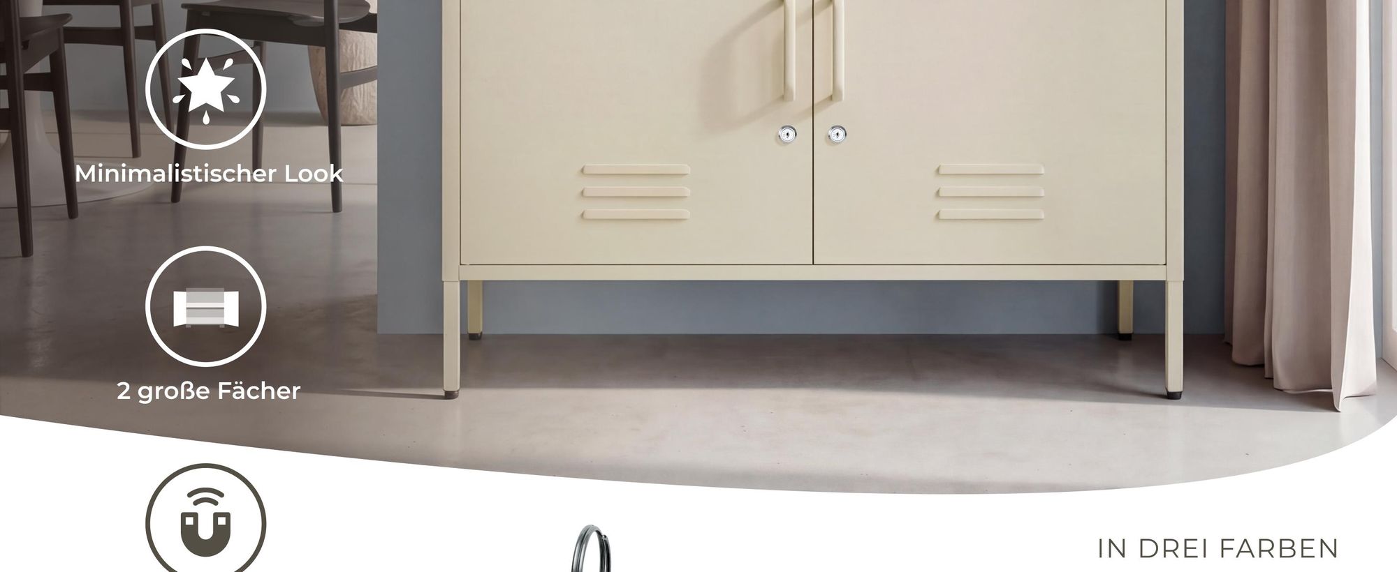 tectake® Sideboard Baker Kippschutz, höhenverstellbare Füße