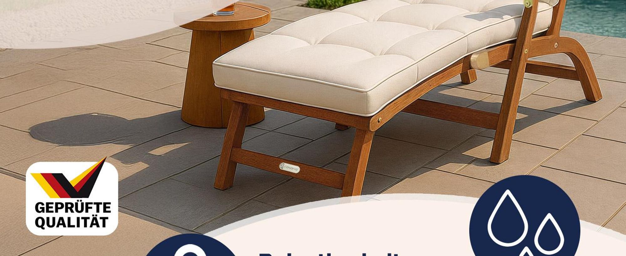 Casaria® 2x Sonnenliege Klappbar Holz Gartenliege 2 Personen Rückenlehne 4-fach verstellbar Fußteil abnehmbar Liegestuhl Akazie FSC®-Zertifiziert Armlehne Garten Balkon