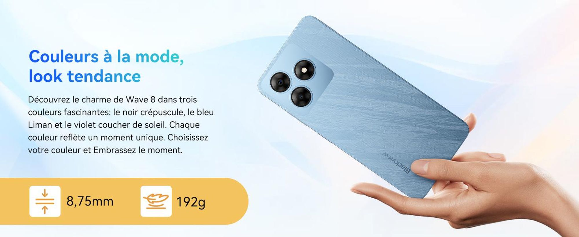 Blackview Wave 9C KI Téléphone portable sans abonnement,Android15,12GBRAM+128GBROM,5000mAh,Dual SIM,1080P FHD,déverrouillage par empreinte digitale