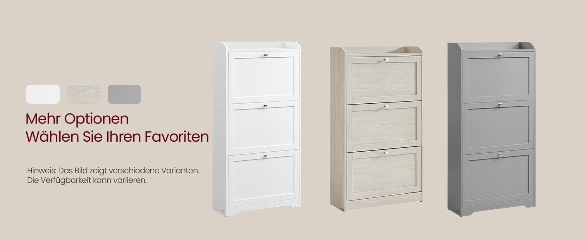 VASAGLE Schuhschrank 3 Klappen, Schuhkipper, Schuhregal, Schuhaufbewahrung, Oberplatte, Trennwand verstellbar, für bis zu 18 Paar Schuhe, Flur