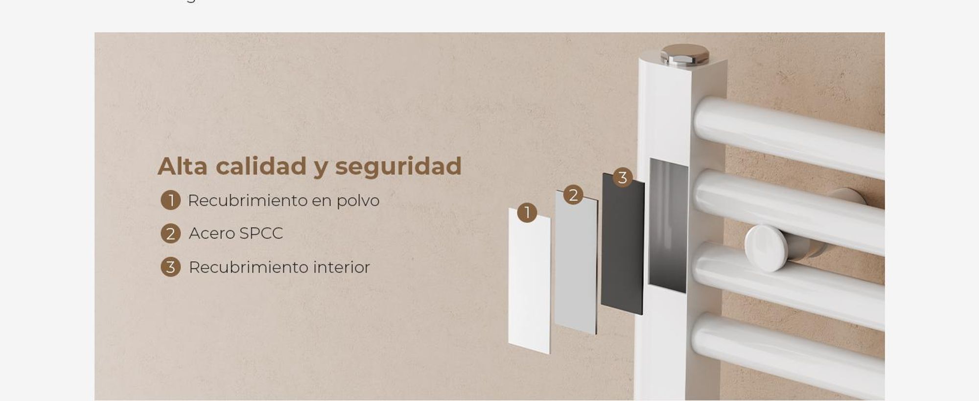Radiador toallero de 180 x 60 cm, 860 W, blanco, con conexión central, diseño recto, secador de toallas – S'AFIELINA