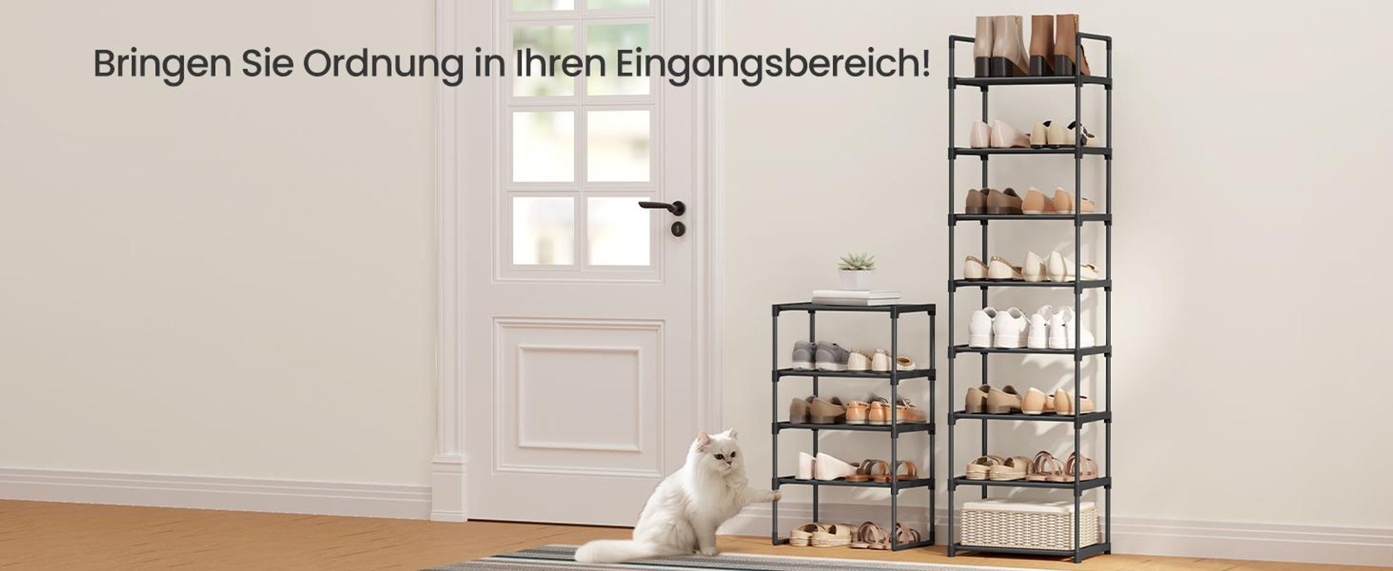 SONGMICS Schuhregal 10 Ablagen Schuhständer Standregal multifunktional schwarz