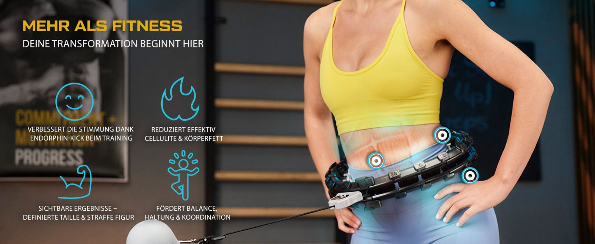 TREX SPORT Smart Hula Hoop Reifen mit Zähler TX-020CHH | Fitnessreifen mit LCD Display, 400g Gewicht, 24 Segmente, 360° Massage mit Noppen | Schwarz