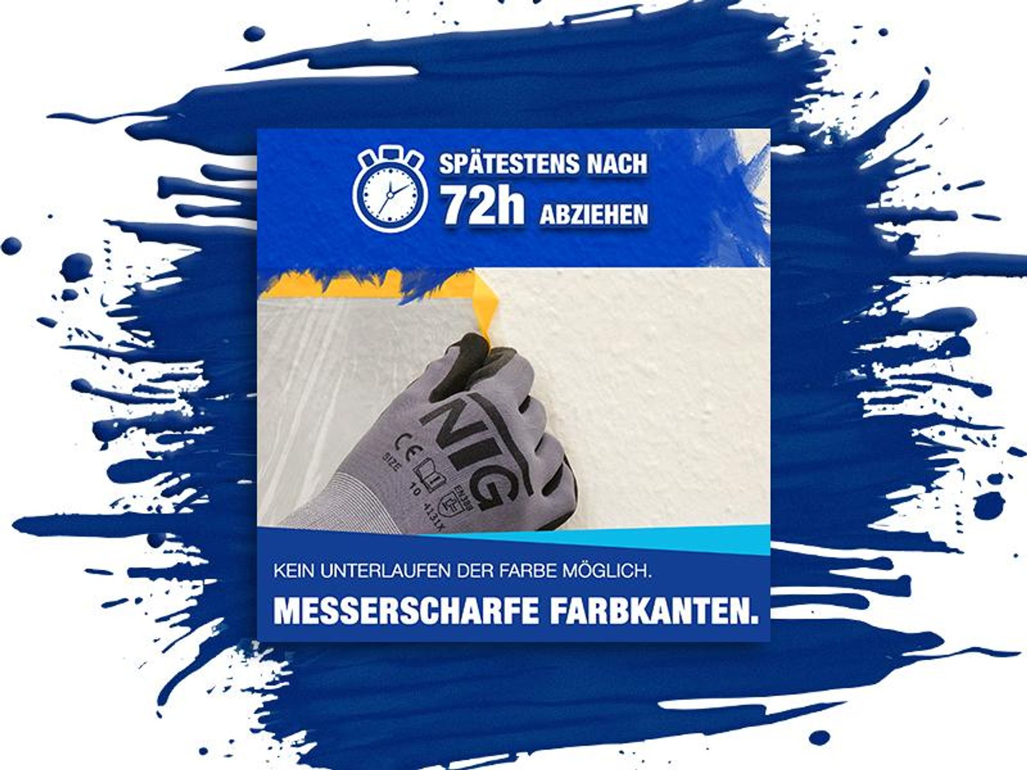 NTG 42m Abdeckfolie mit Klebeband – 3er Set (55cm, 140cm & 270cm) Malerfolie,Goldband, abklebeband, Goldband