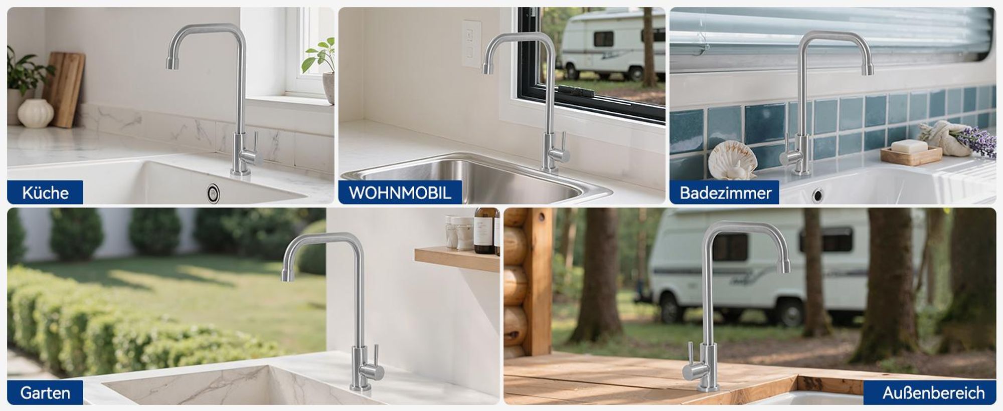 Küchenarmatur Kaltwasser Edelstahl Gebürstet, Wasserhahn Küche 360° Drehbar Cecipa MAX Wasserhahn für Spülbecken, Mischbatterie Armatur L-Form