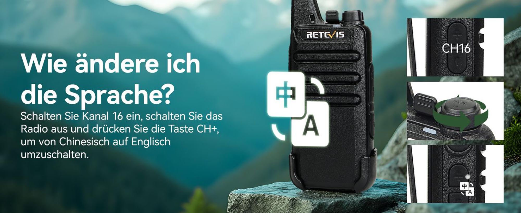 Retevis RT622 Walkie Talkie, Wiederaufladbares Mini-Radio, VOX, tragbar, Großer Reichweite mit Ohrhörer, für Familienausflüge, Wandern, Skifahren