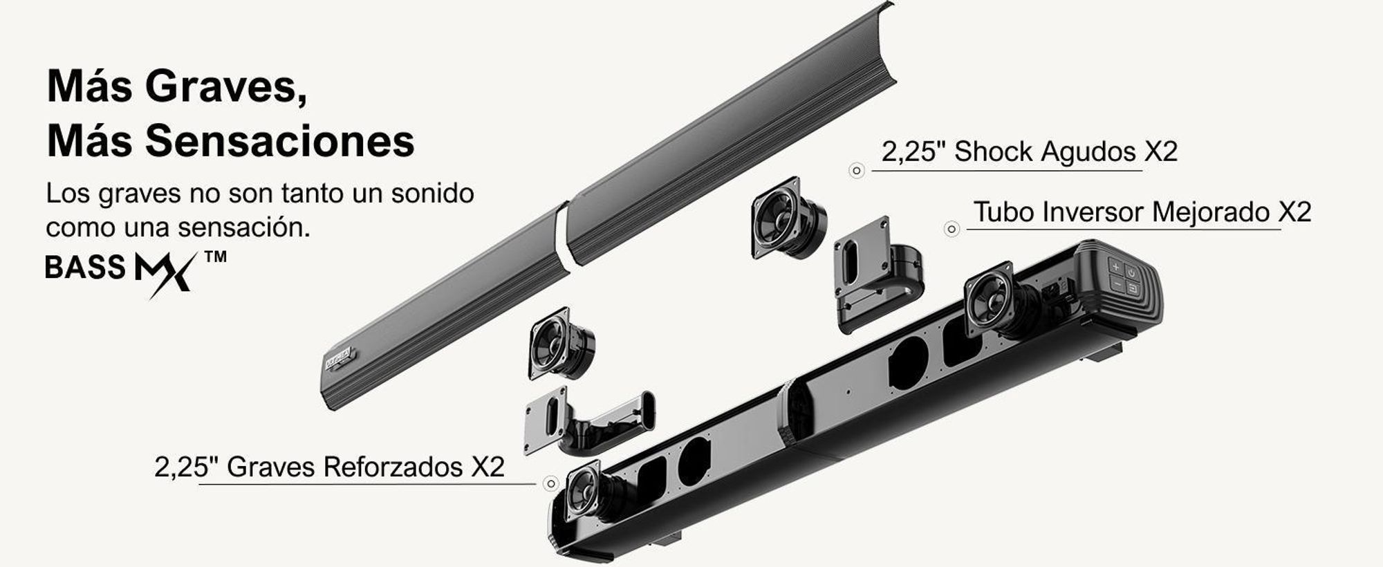 Barre de son ULTIMEA pour téléviseurs, barre de son 2-en-1 modulable de 100 W avec Bluetooth® 5.3, haut-parleurs TV avec 3 modes d'égalisation et basses réglables, ARC/optique/Aux