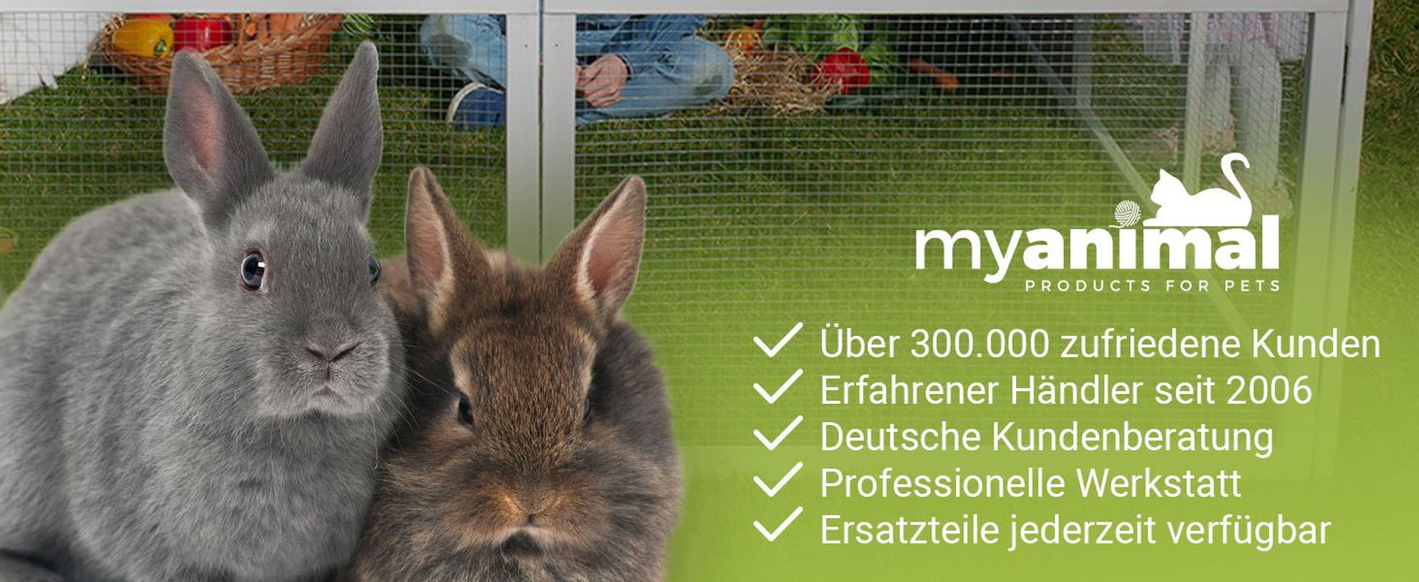 MyAnimal Freilaufgehege MH-06 | Wetterfest & Winterfest - Hasen Kaninchen Stall - Freigehege - Kleintier Stall - mit Unterstand - Faltbar - XXL (Grau)