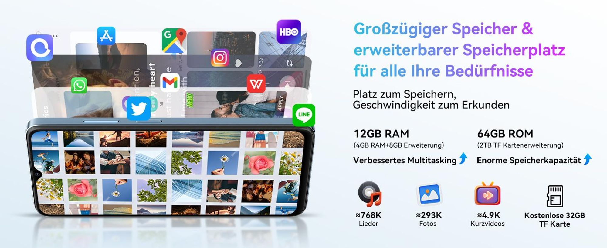 Blackview Wave 9C  6.56" Handy Ohne Vertrag, 12+64GB, 5000mAh, Dual SIM, Android 15, 1080P, Face ID, Fingerabdruck-Entsperrung