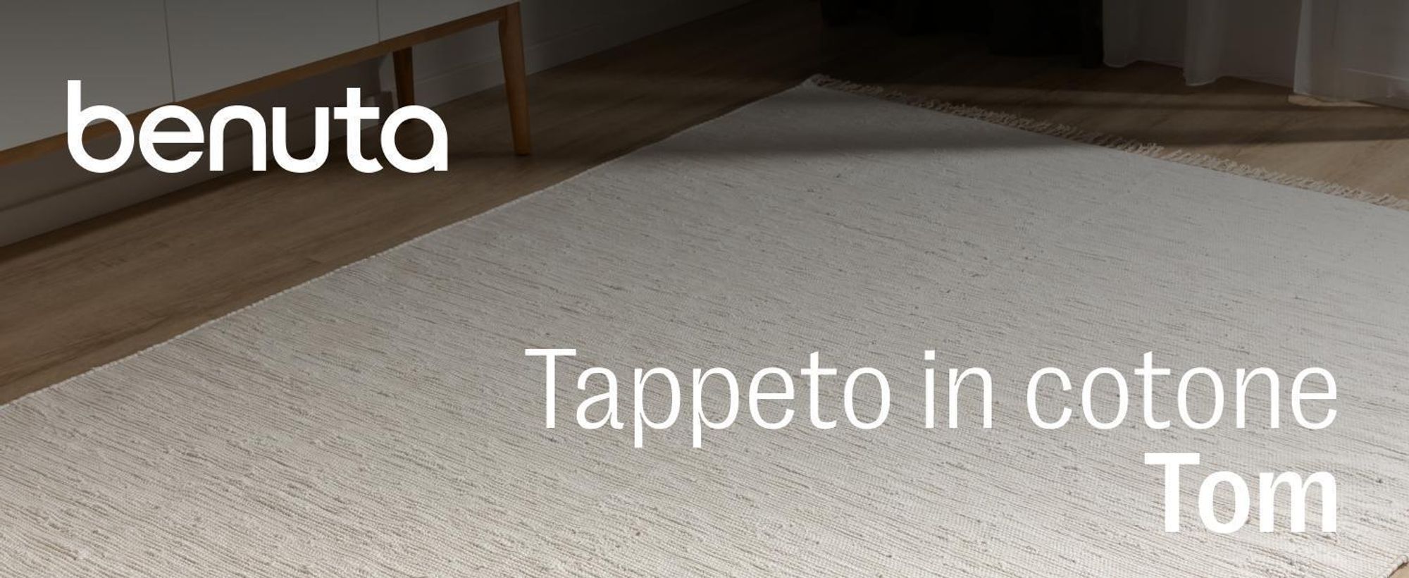 benuta tappeto in cotone Tom Nero/Bianco 80x250 cm passatoia scandinava per soggiorno cotone rettangolare