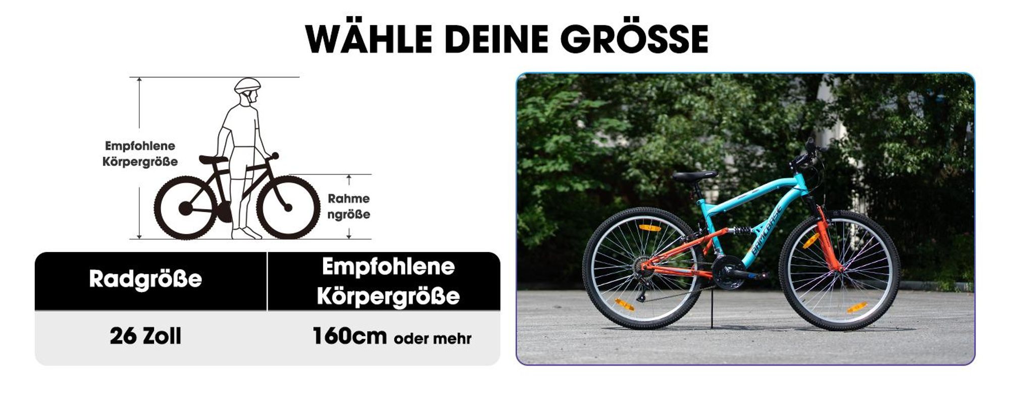 Hiland 26 Zoll Vollfederung Herren Damen Mountainbike, 18 Speed MTB Fahrrad, Mountainbike für Männer Frauen Jugendliche, Blau