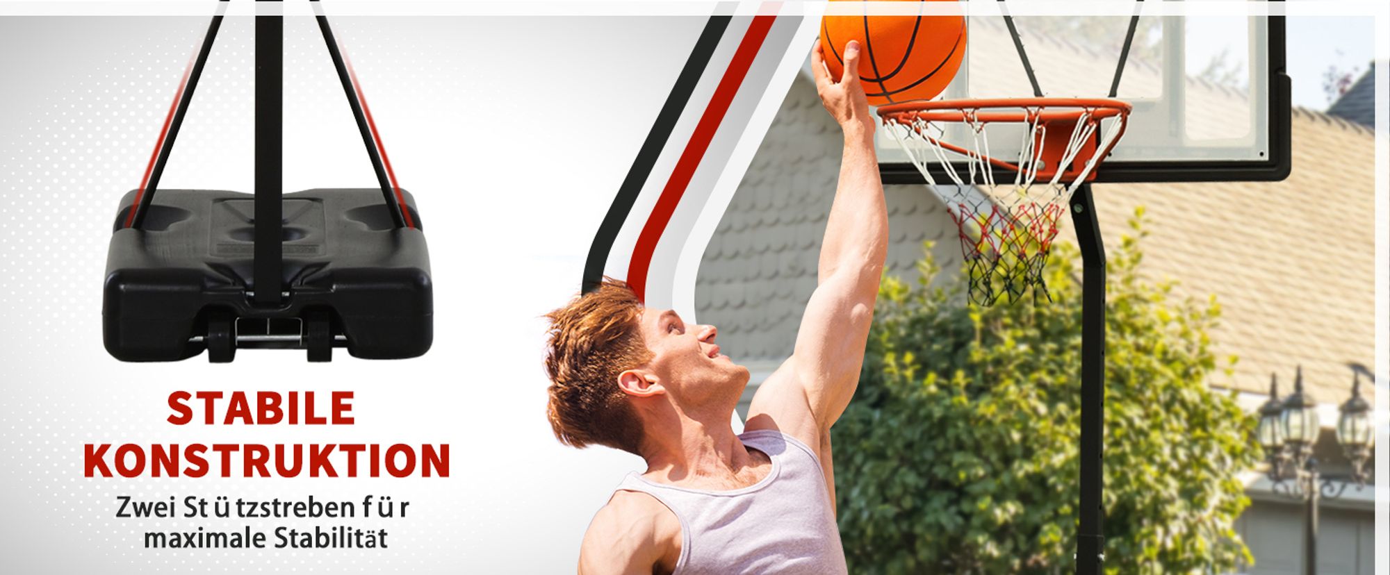 HOMCOM Mobiler Basketballständer Basketballkorb höhenverstellbar 255–305 cm