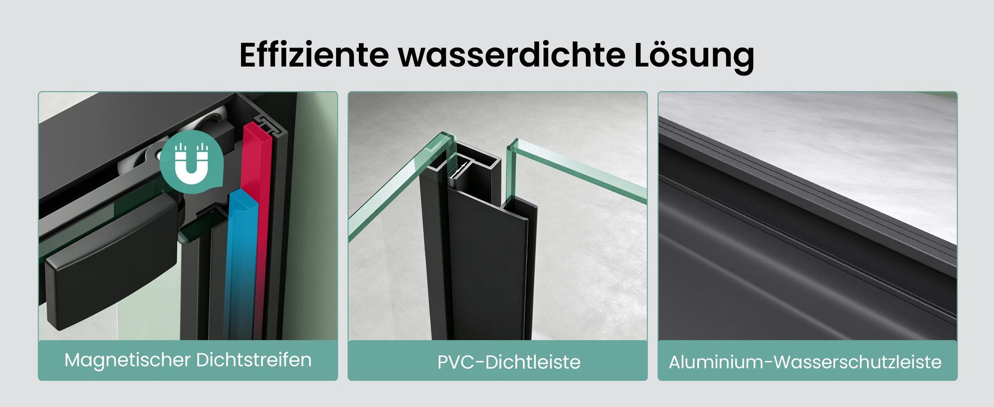 Mai & Mai Duschkabine Eckeinstieg 80x80 cm mit Schiebetür nach innen, Eckdusche Duschabtrennung 195cm Höhe, 6mm ESG-Sicherheitsglas Nano-Beschichtung Ravenna69K Schwarz