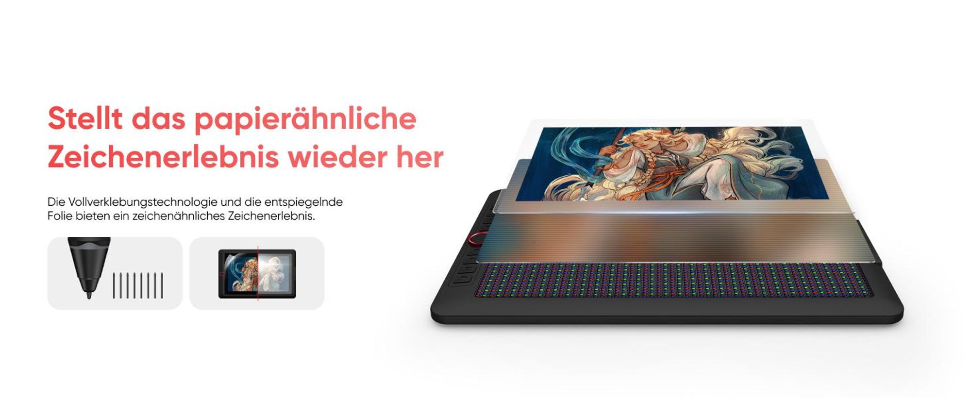 XPPen Artist 15.6 Pro V2, Kabelgebunden, 5080 lpi, 340,99 x 191,81 mm, USB, 1 cm, Stift, Berührung